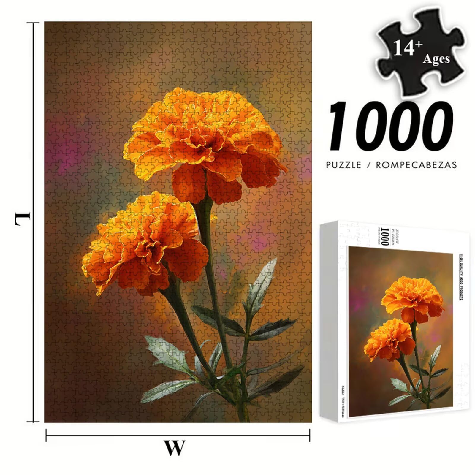 4000 Pezzi Puzzle Adulti - Arancione & Flower - Fabbricazione in Legno Robusto (Forma Classica) - Decorazione Murale con Poster - Prodotto Riservato ad Adulti e 14 Anni in Su (147x105cm) P3#1337