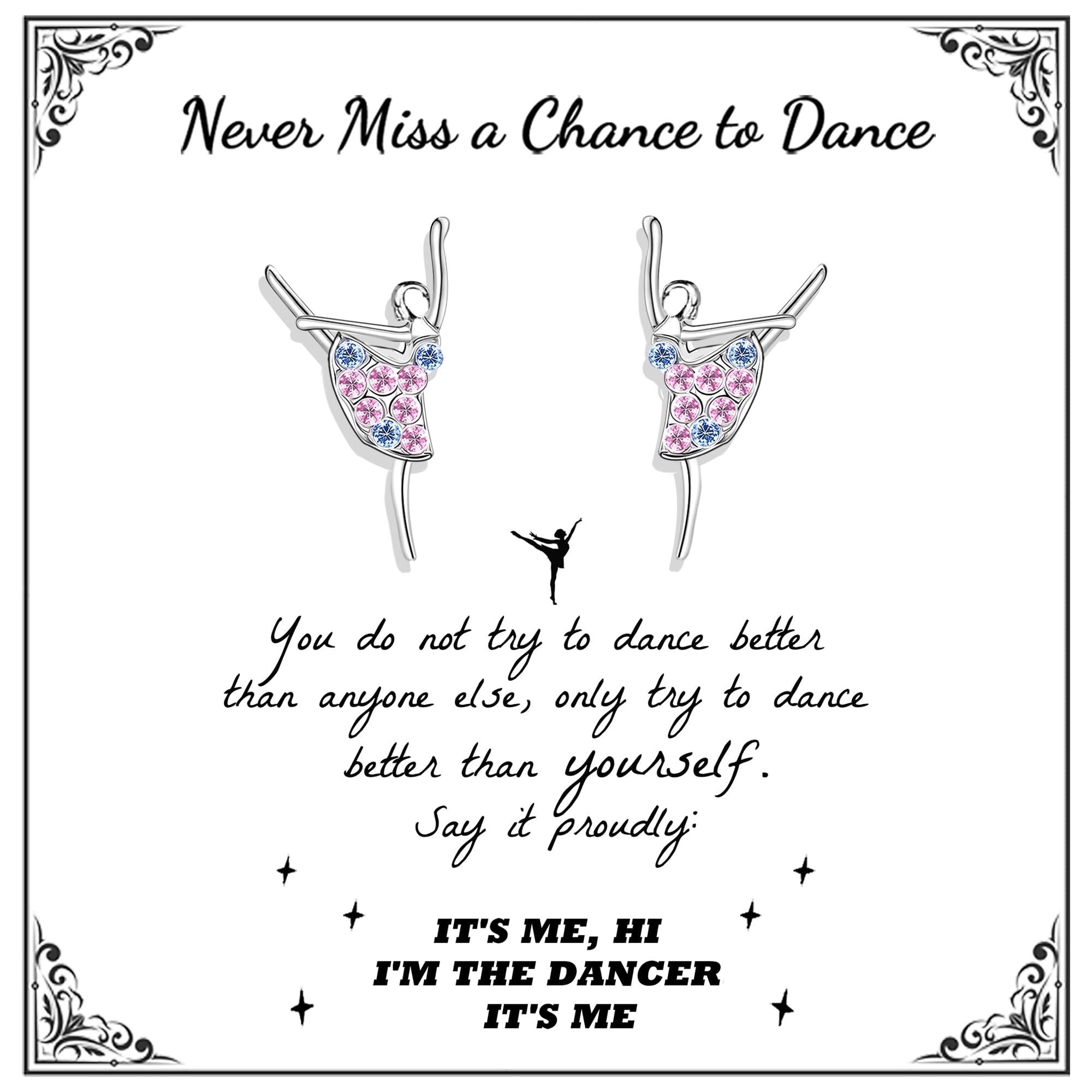Sereney Sterling Silver Earrings for Girls, Dance Recital Gifts for Girls Jewelry as Dance Earring Dancer Accessories, Rainbow Gymnastics Earrings as Gymnastics Gifts for Girls