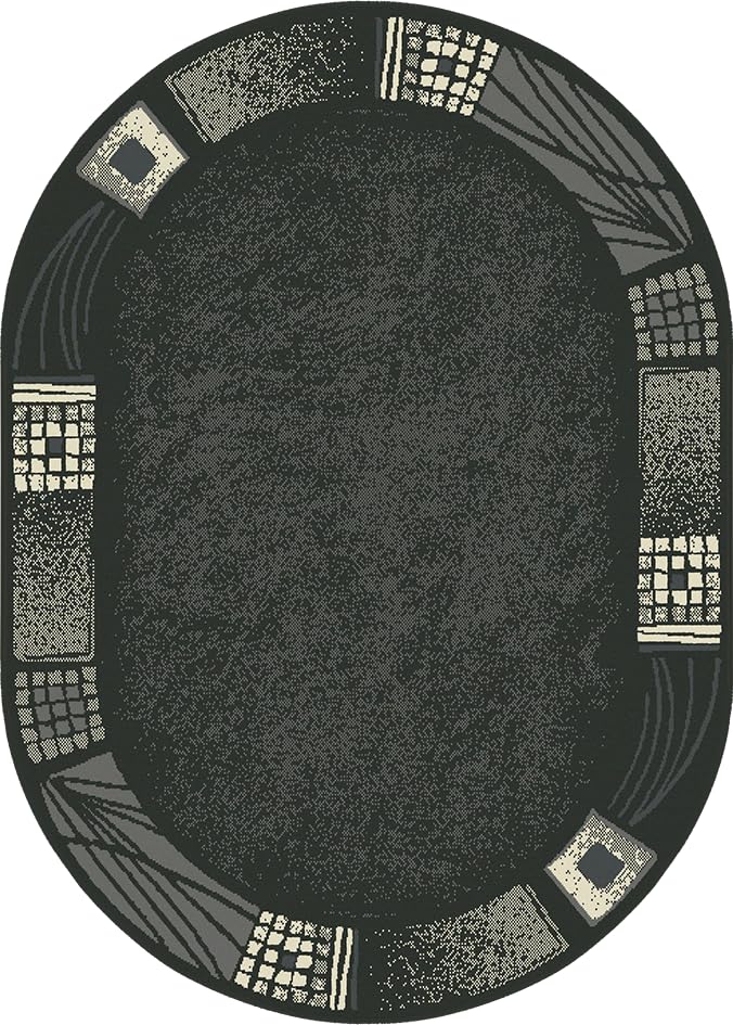 SrS Rugs® Round Circle Large Small Living Room Mat Rug 13 Designs 3 Sizes (Black Borders, 120cm x 170cm Oval Shape) — image 1
