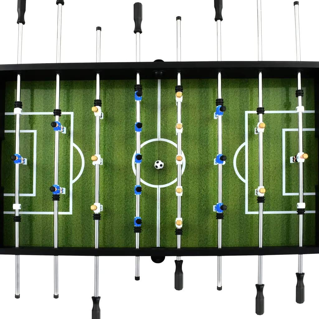 Mesa de fútbol profesional de 60 kg, 140 x 74,5 x 87,5 cm, de acero, con 2 porterías, 2 pelotas, 2 marcadores, 8 cañas de jugador y 22 jugadores