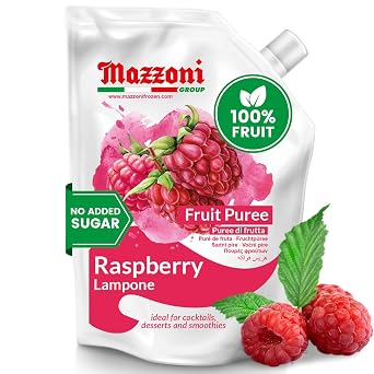 Mazzoni - Raspberry Puree, 100% Pure Raspberries, 2.2 lbs 35.2 oz | Just Fruit, No Sugar Added, Real Fruit for Smoothies, Drinks, Cocktails, Fruit Juice, Convenient Pouch, Made in Italy
