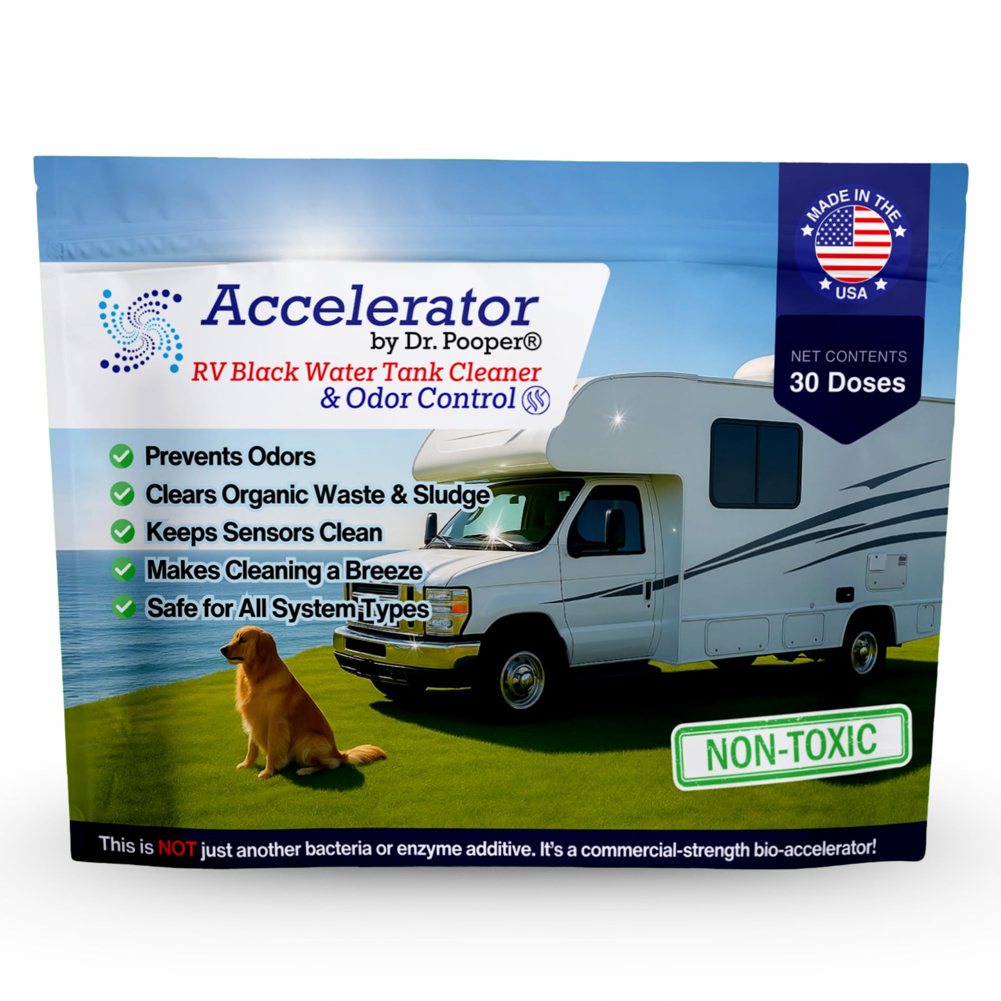 Dr. Pooper RV Black Water Tank Cleaner &amp; Odor Control, Cleans Sensors