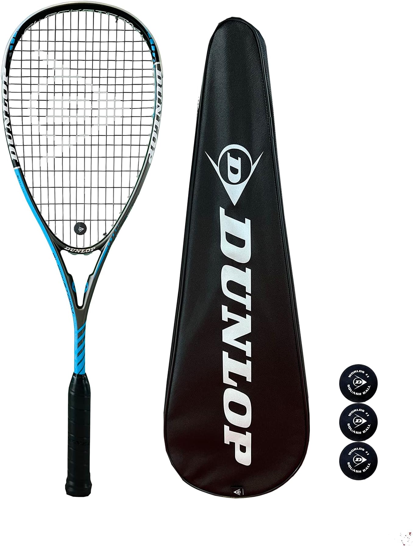 Dunlop Blackstorm Power 3.0 Squash Racket + 3 Squash Balls