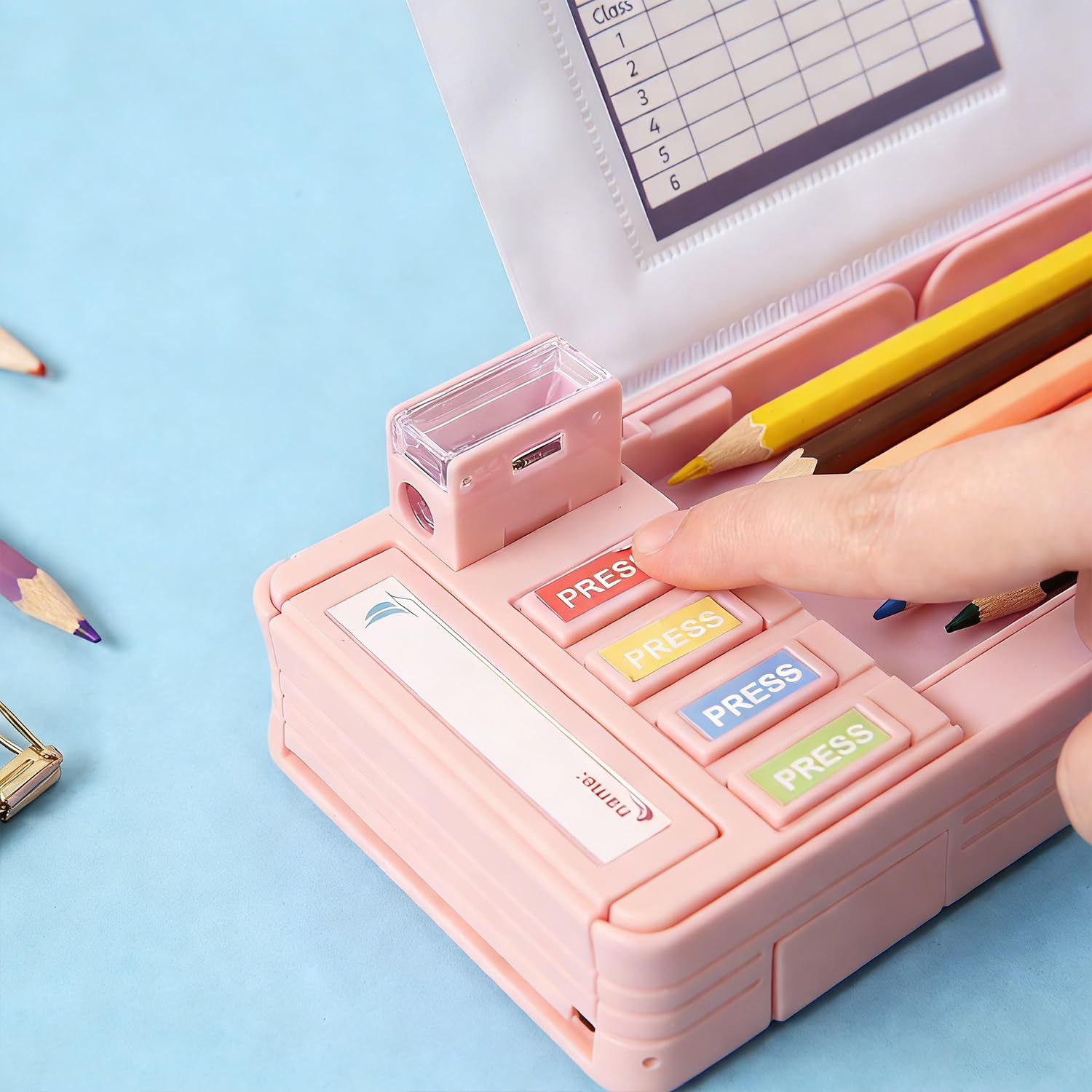 LilyBeauty Pop Up Multifunction Pencil Case for Girls and Boys, Cute Cartoon Pen Box Organizer Stationery, Sharpener, Schedule, Whiteboard, School Supplies, Best Gifts for Kids (): Pink New