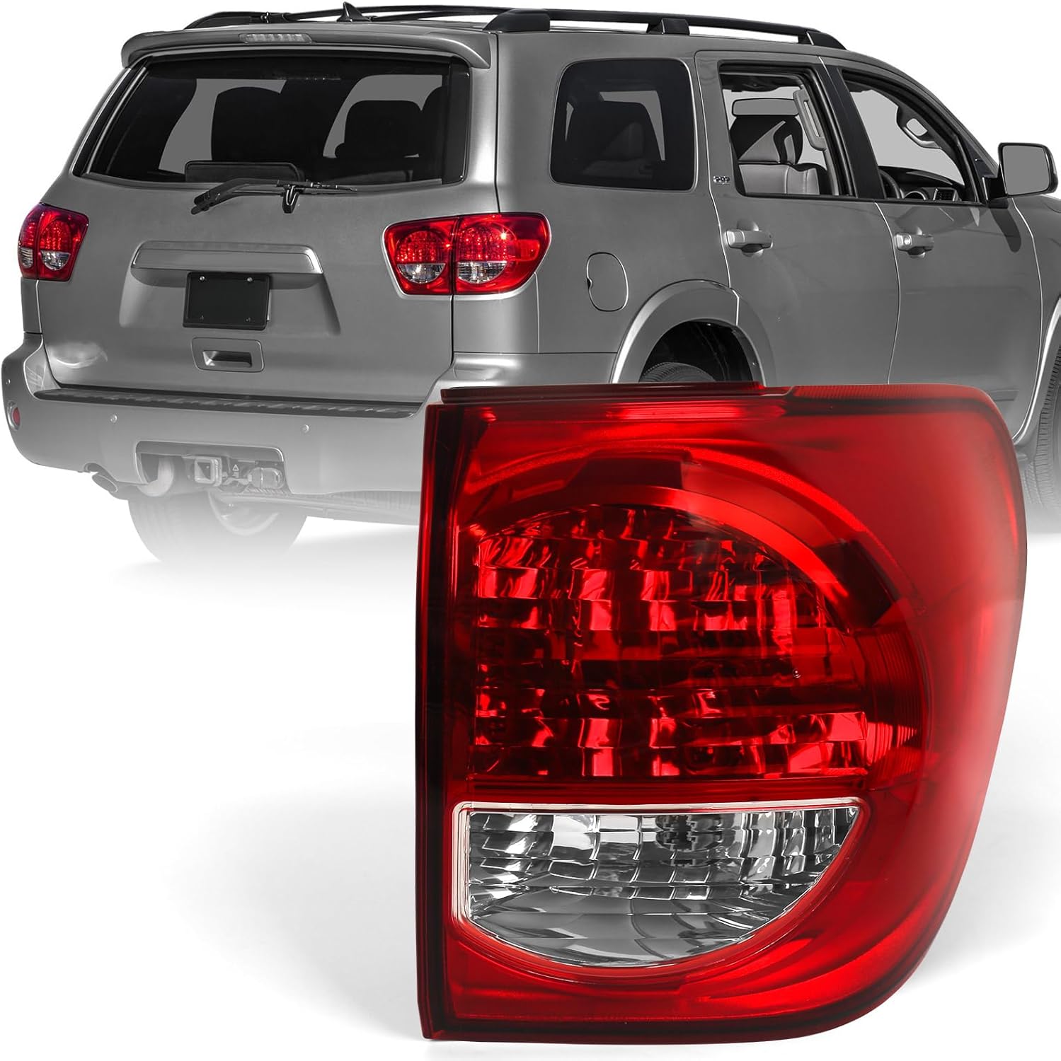Huray Outer Tail Light for Toyota Sequoia 2008-2017 OE Rear Lamp Replacement (Outer Right (Passenger Side))
