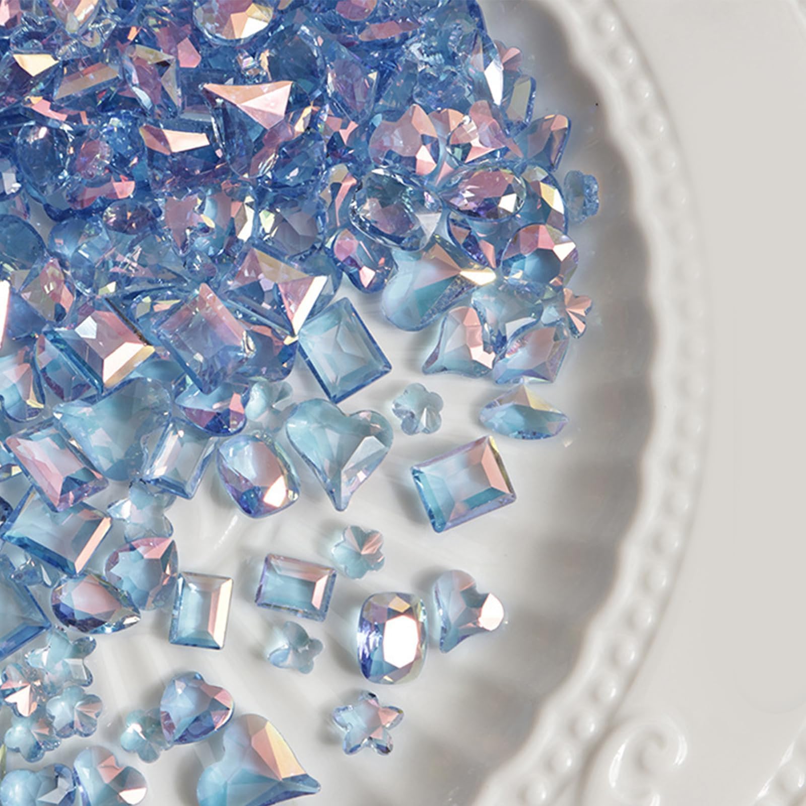 FUKAJOMFEN 50Pcs 3D Crystal Nails Rhinestones Jewelry Professional Pointed Bottom Nail Art Manicure Nail Decorations Charming Nails