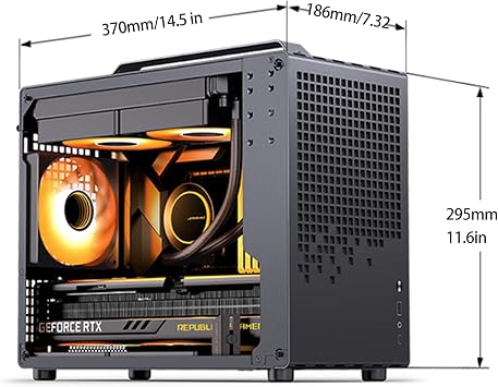 JONSBO/JONSPLUS Z20 Black Micro-ATX Mini Tower PC Case,with Detachable Carrying Handle, Mini Size, High-Performance Hardware Compatible, Support 240AIO, H160mm Cooler, Black