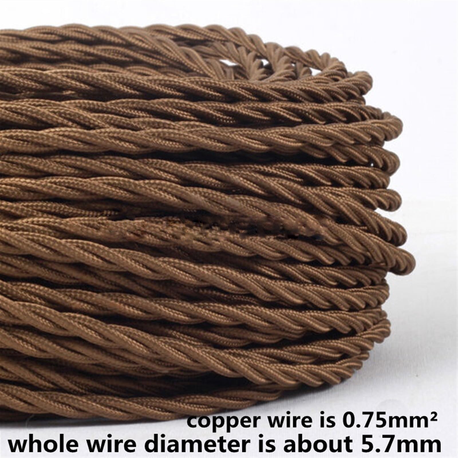 filo tessile intrecciato, Filo elettrico in rame rivestito in tessuto 2x0,75 mm, 250 V(Linen,8Meter)