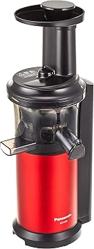 Panasonic MJ-L400-R Juicer, Low Speed Vitamin Server, Cold Press, Recipe Book Included, Metallic Red