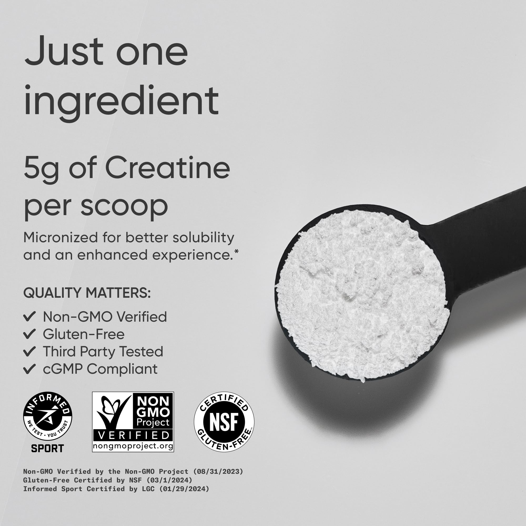 Sports Research Creatine Monohydrate - Gain Lean Muscle, Improve Performance and Strength and Support Workout Recovery* - 5 g Micronized Creatine - 17.46 oz