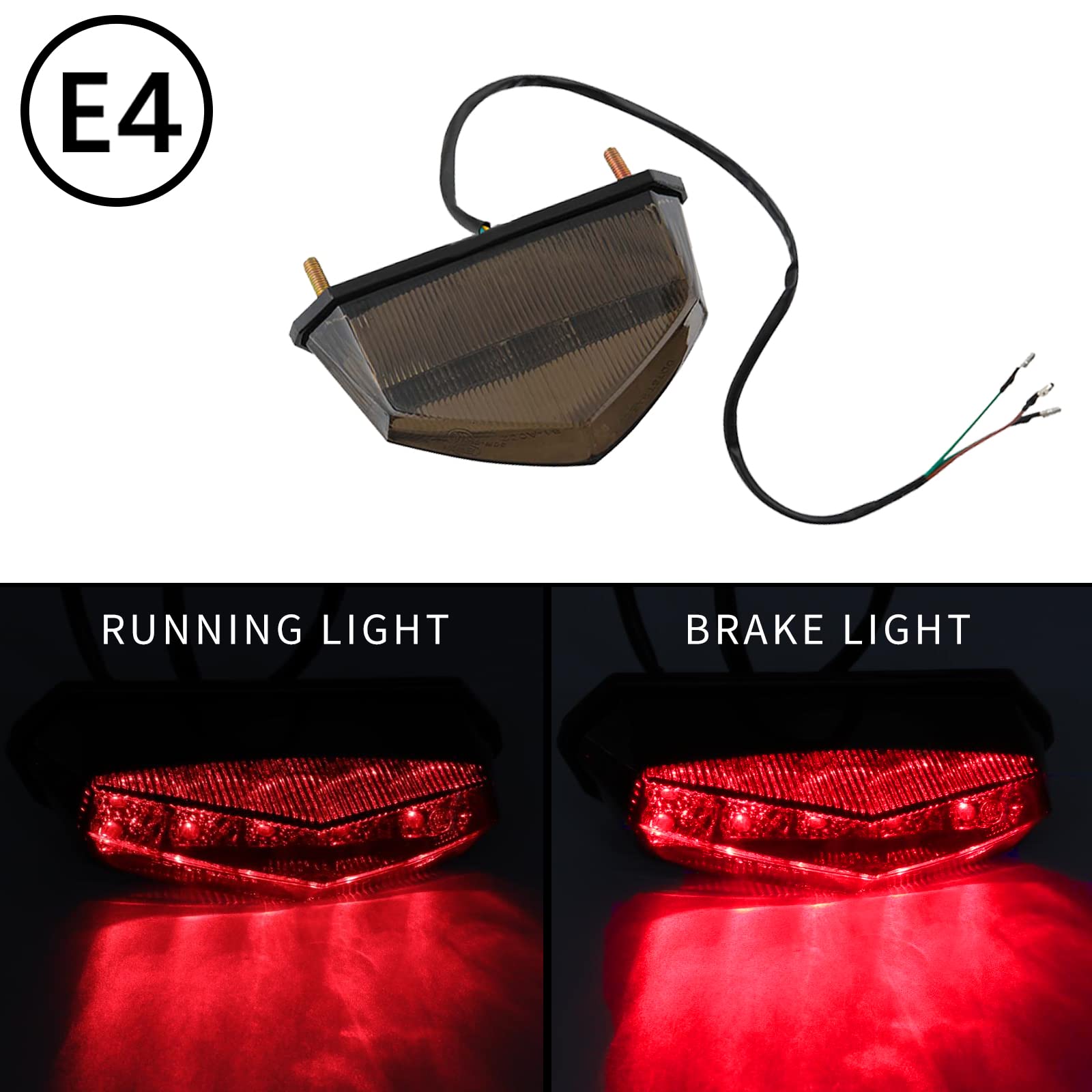 DREAMIZER Fanale Posteriore Moto 12V 10 LED E-Approved Feu Stop Feux Arriere Universel pour Motos ATV Dirt Bike Scooter.