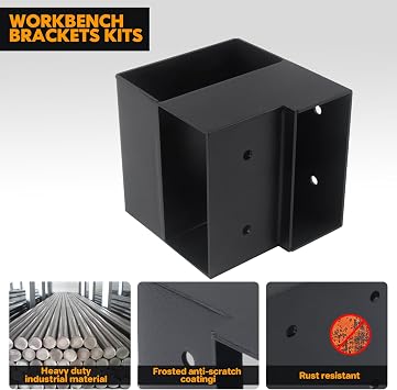 Heavy Duty Workbench Bracket Kit - 8 Pcs Steel 3-Way Right Angle Corner Brackets for DIY Custom Workbench, Shelving, Work Table, Fits 2x4
