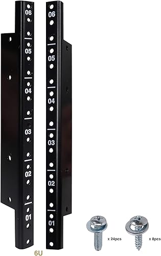 Miniatura 27 de Sound Town Paquete de 2 rieles de acero de 12U, con acabado recubierto de polvo negro y tornillos (ST-RR-12U)