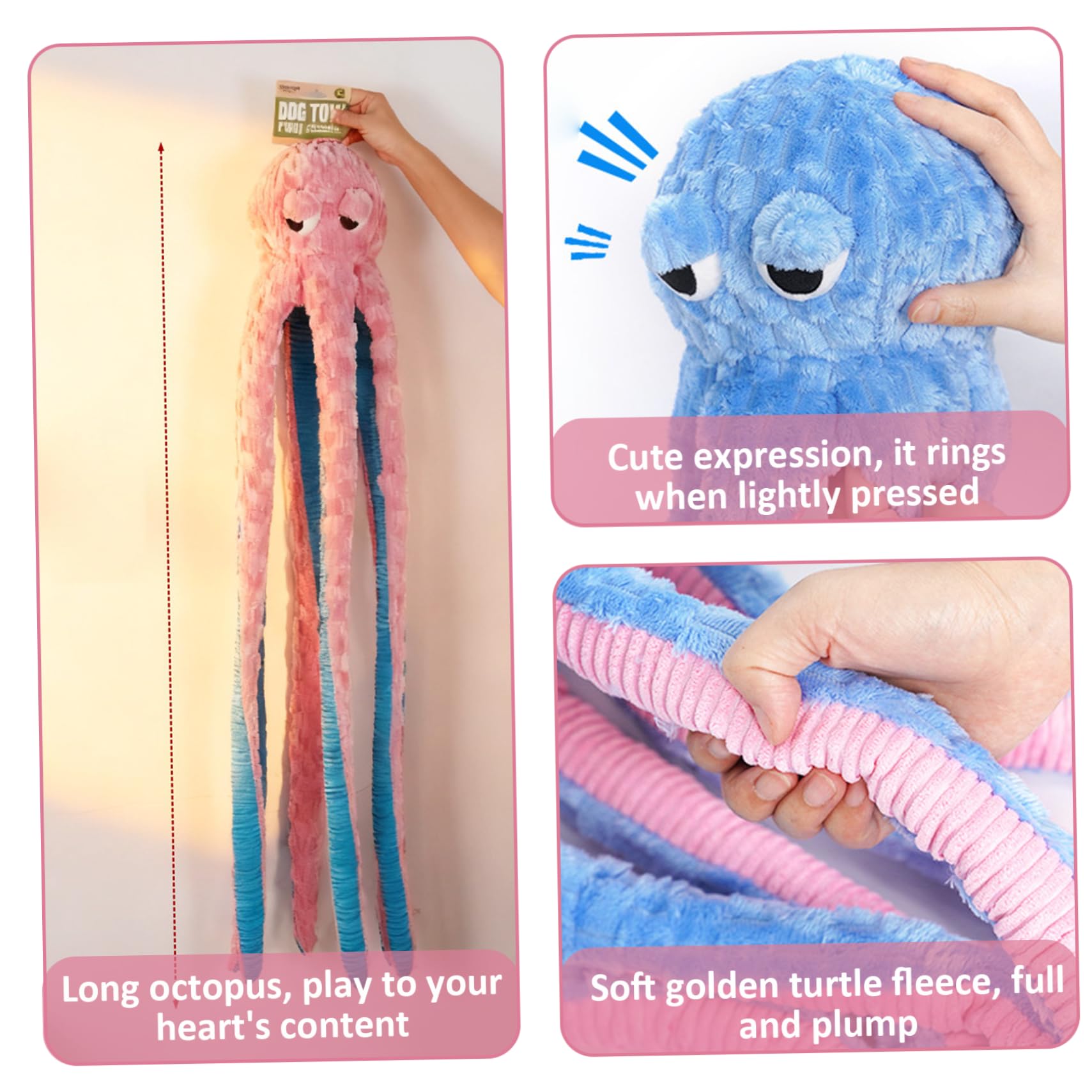 Juguete para perro indestructible, juguete para perro pulpo, juguetes chirriantes interactivos de 40 pulgadas para masticadores agresivos, pulpo de peluche suave y agradable para la piel para aliviar