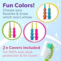 Vista 2 de Trueocity Paquete de 2 cepillos de dientes para niños, cerdas suaves y contorneadas, cabezales de cepillo de tamaño infantil (3 a 10 años) - Ventosa