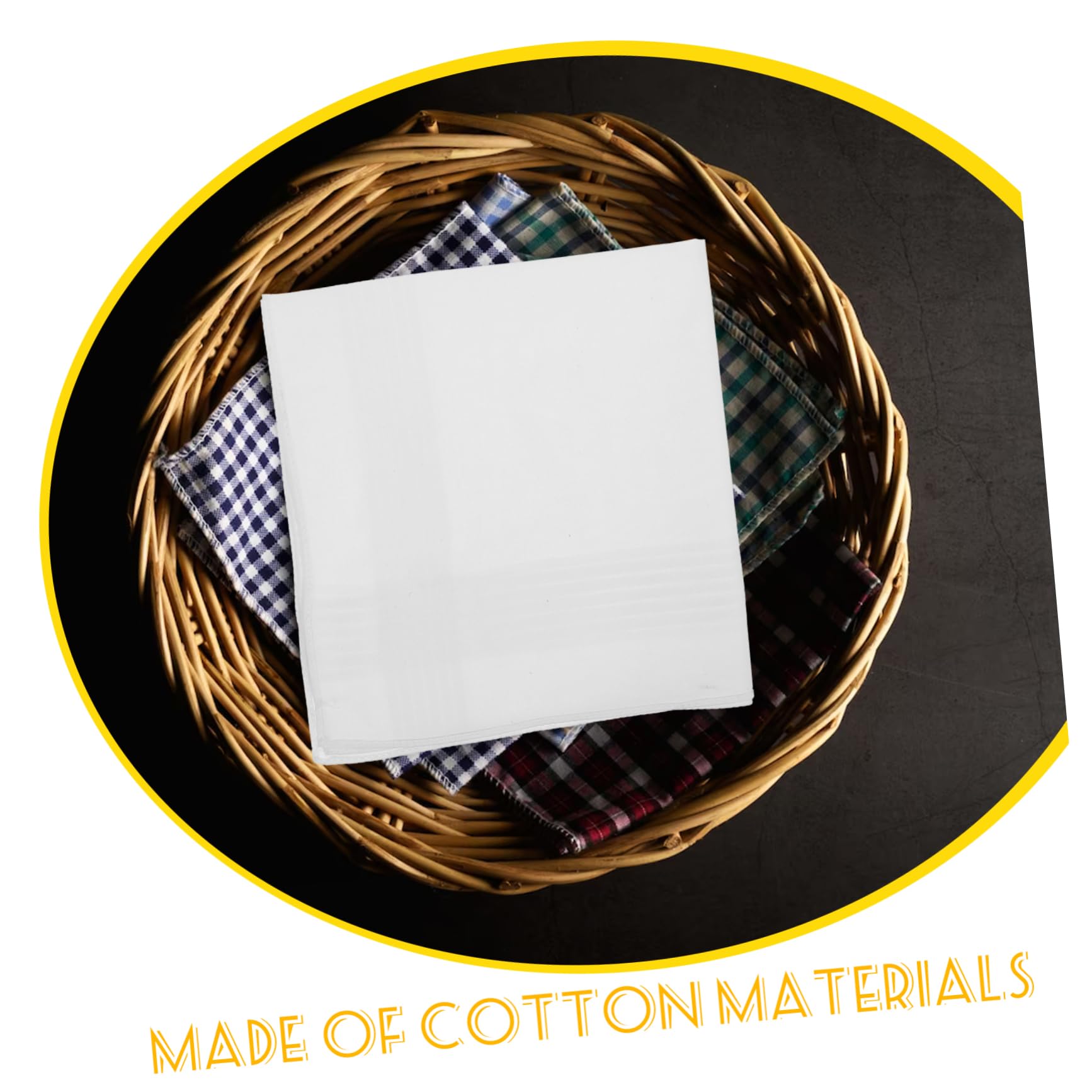 OATIPHO 3pcs Pure White Cotton Handkerchiefs Bandanas for Men Women Large Bandanas Gentleman's Fashion Accessory