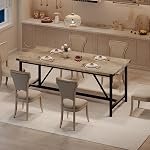 70.87" Industrial Rectangular Dining Table for 6-8 People – Durable Wood Kitchen Table with Steel Frame, Perfect for Kitchen and Dining Area, Easy to Assemble, Grey