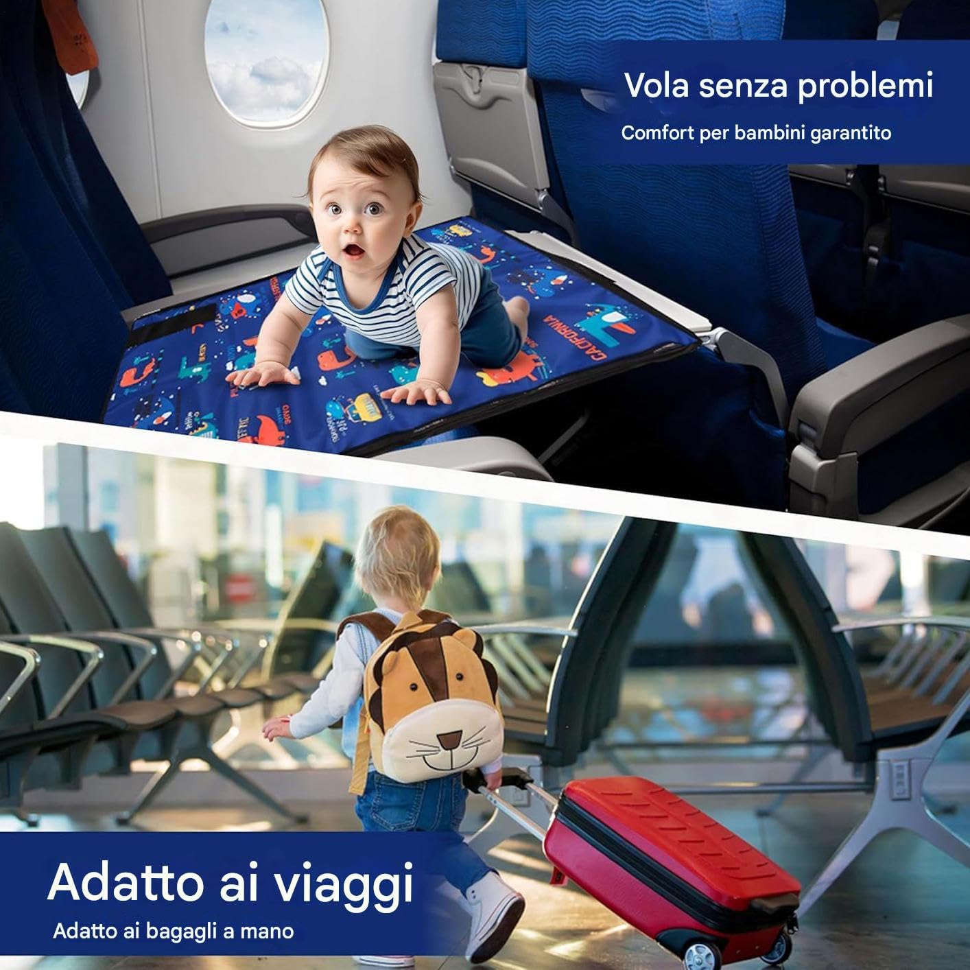 Generico Lettino Aereo per Bambini Estensione Sedili Aereo da Viaggio Amaca Portatile Campeggio Spiaggia Volo