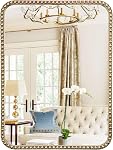 24"x32" Champagne Bronze miroirs pour salle de bain, ancien miroir mur de salle de bains en laiton avec cadre perlé, champagne Bronze Vanity miroir pour chambre à coucher ornée