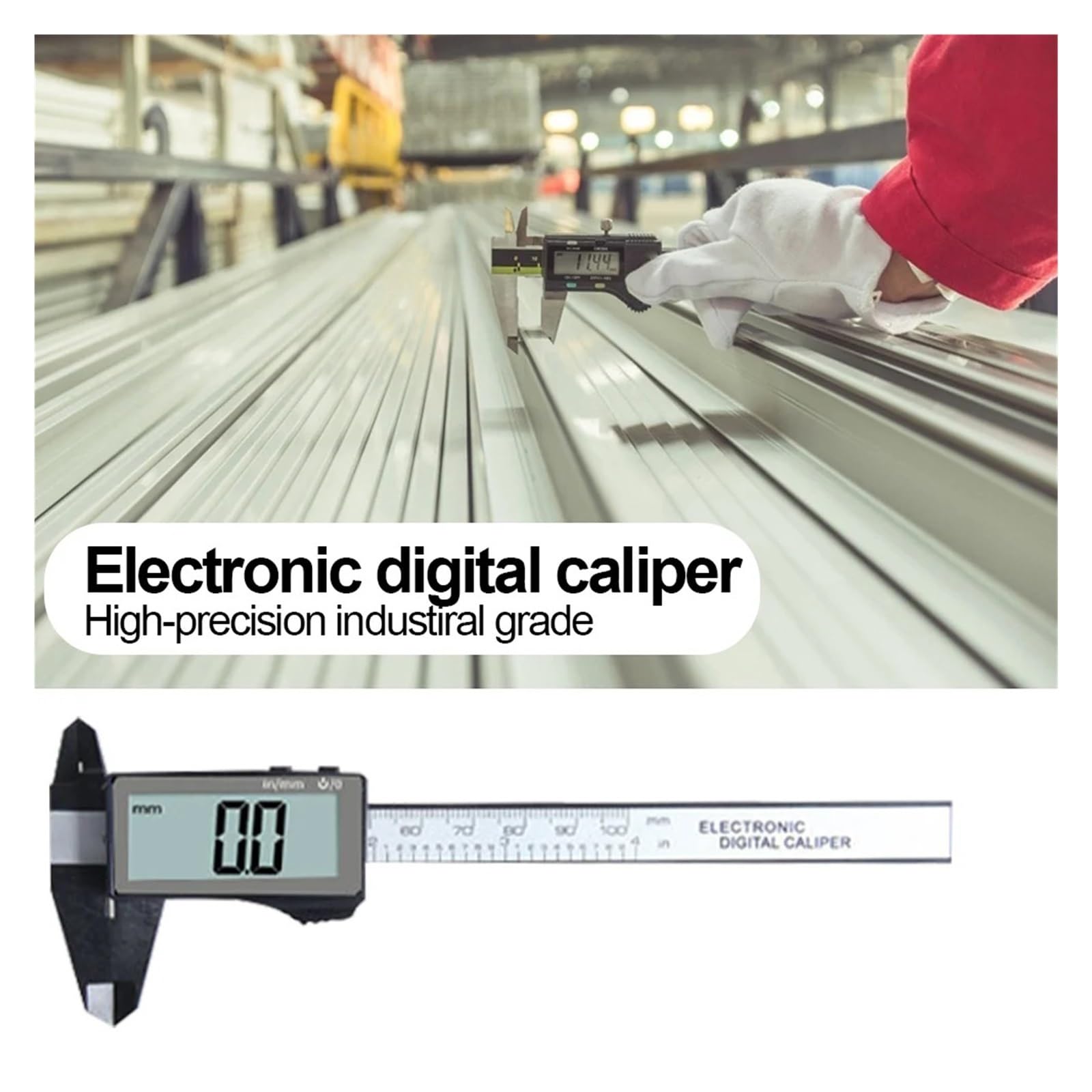 Calibrador digital, Calibrador digital Vernier de 100/150 mm, pantalla completa, micrómetro digital for medición doméstica, industrial y de joyería.,Alta precisión(Black 150mm)