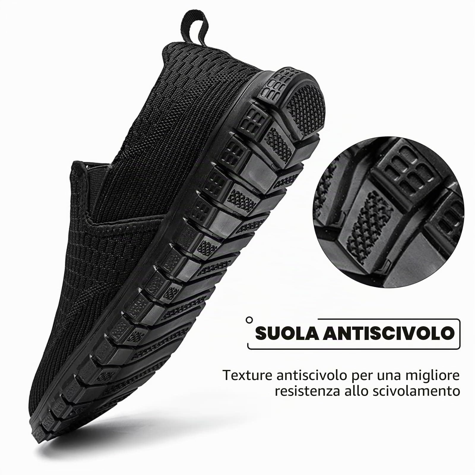 Oltyutc Mocassini da Uomo Slip on Sneaker Casual Scarpe da Running Corsa Scarpe Antinfortunistica Leggera Fitness Traspirante Camminata Nero 41 EU