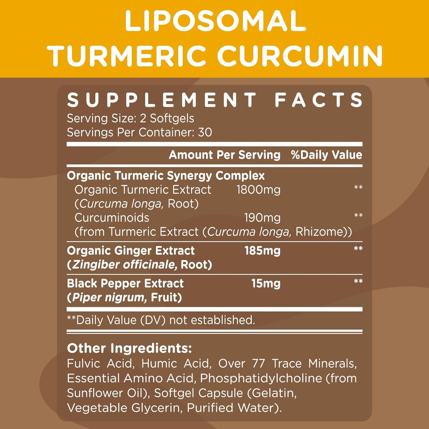 Liposomal Turmeric Curcumin 2200 mg with Black Pepper for Enhanced Absorption and Joint Support, 60 softgels (2 Bottles) - Image 2