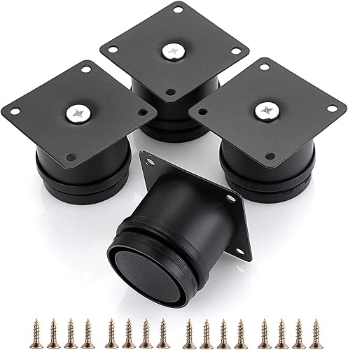OwnMy 4 patas de muebles de acero inoxidable de 2 pulgadas, patas de metal para escritorio, elevadores redondos ajustables de metal para muebles,