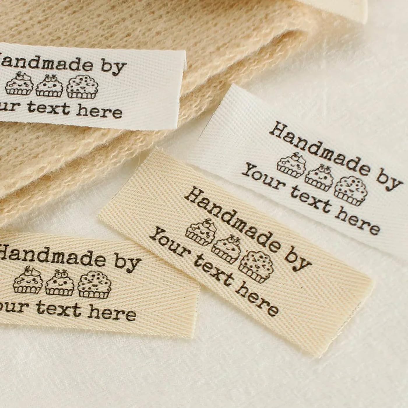 WANANGDZ Custom Twill Labels for Weave,Sewing Accessories, Your Text or Logo,Personalized Sewing Labels for Handmade Items (5#,100PCS)