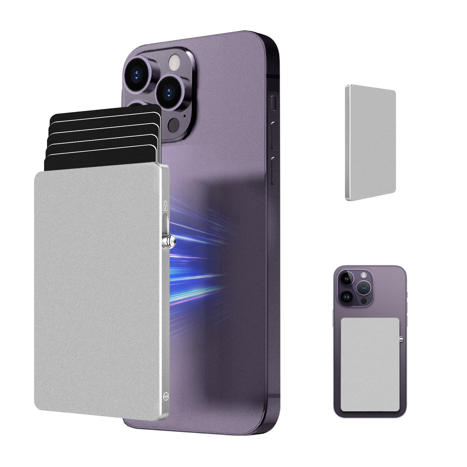 MPVWALT Magnetischer Kartenhalter für MagSafe-Wallet, Pop-Up schlanker Metall minimalistisches Kartenetui für das Telefon