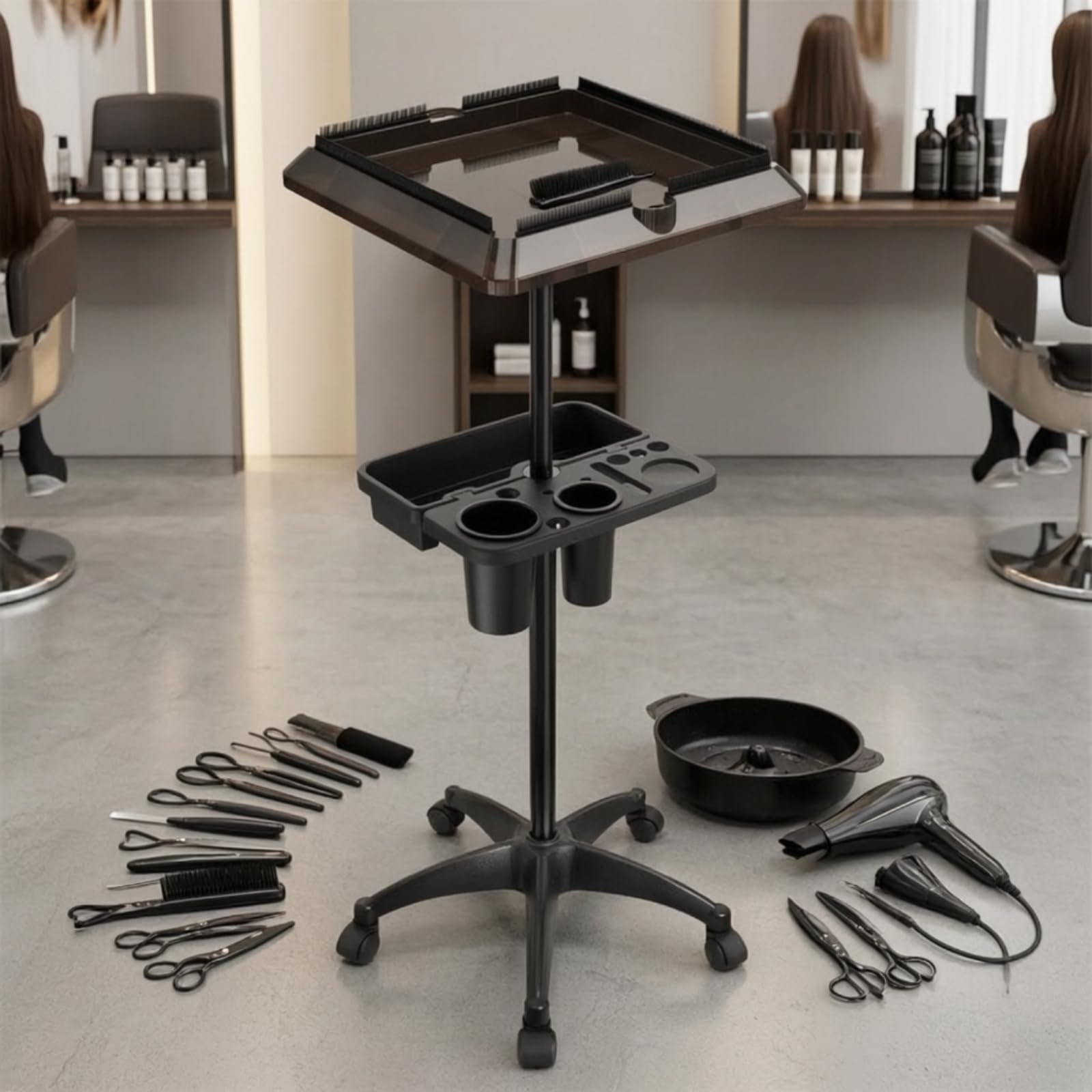 Gralara Carrito Peluquería Rodante Carrito Auxiliar Salón Multifuncional Organizador para Estilistas