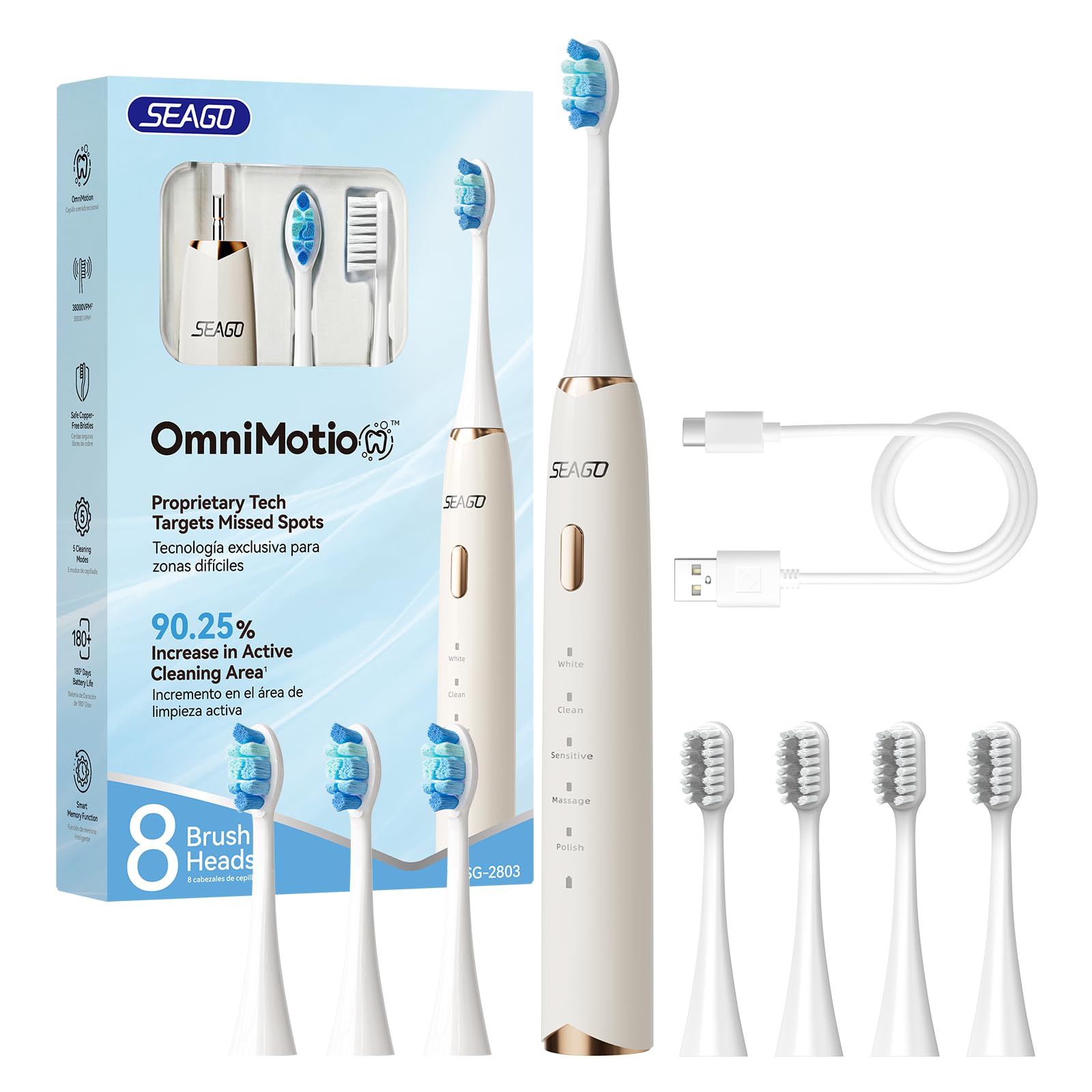 Seago OminMotion Spazzolino Elettrico SG-2803 Beige