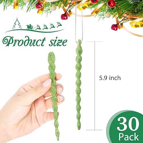 Vista 87 de 30 piezas de carámbanos de plástico retorcidos de plástico de carámbanos de Navidad, decoración colgante para árbol de Navidad, fiesta de Navidad