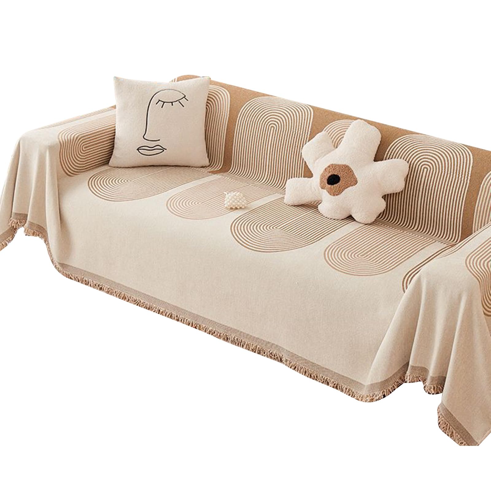 Nucelit Chenille Sofa Slipcover Soft Cover Fabric Furniture Cover Home Decor Single Piece Anti-cat Scratch Sofa Blanket and Protective Couch Nordic Tasseled Throw Blanket Single Full Four