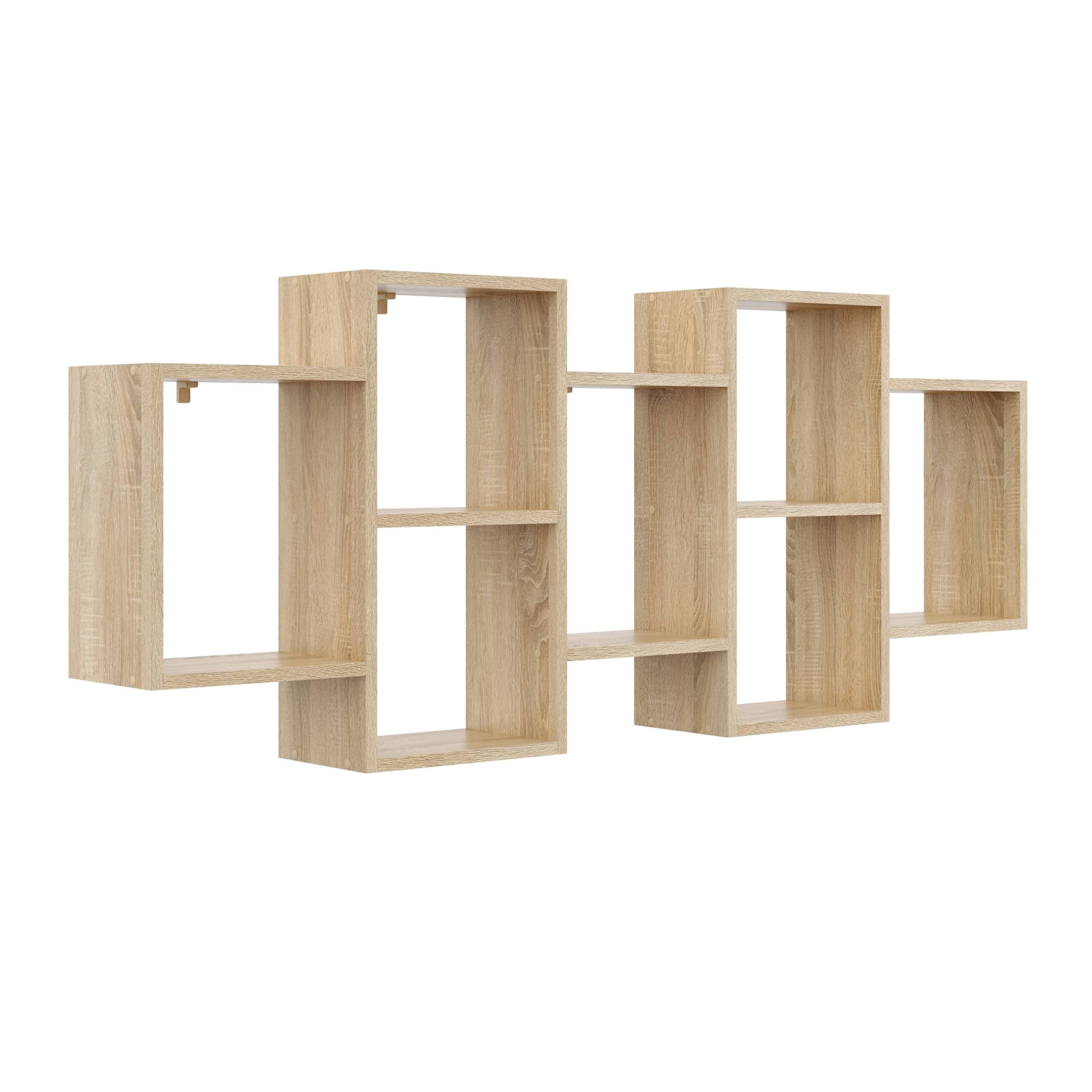 Estantería decorativa de pared con 7 estantes 160 x 65 x 18 diseño escandinavo moderno para salón cocina oficina dormitorio baño estantería colgante para presentación estantería (roble Sonoma)