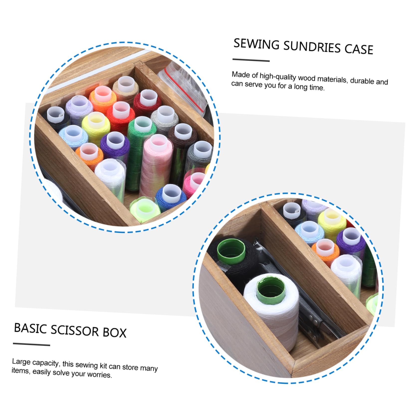 OSALADI 1 Set Scatole da Cucito Legno Vintage con Accessori Completi Kit Pratico per Cucito Fai da Te con Aghi Fili e Forniture per Appassionati DIY
