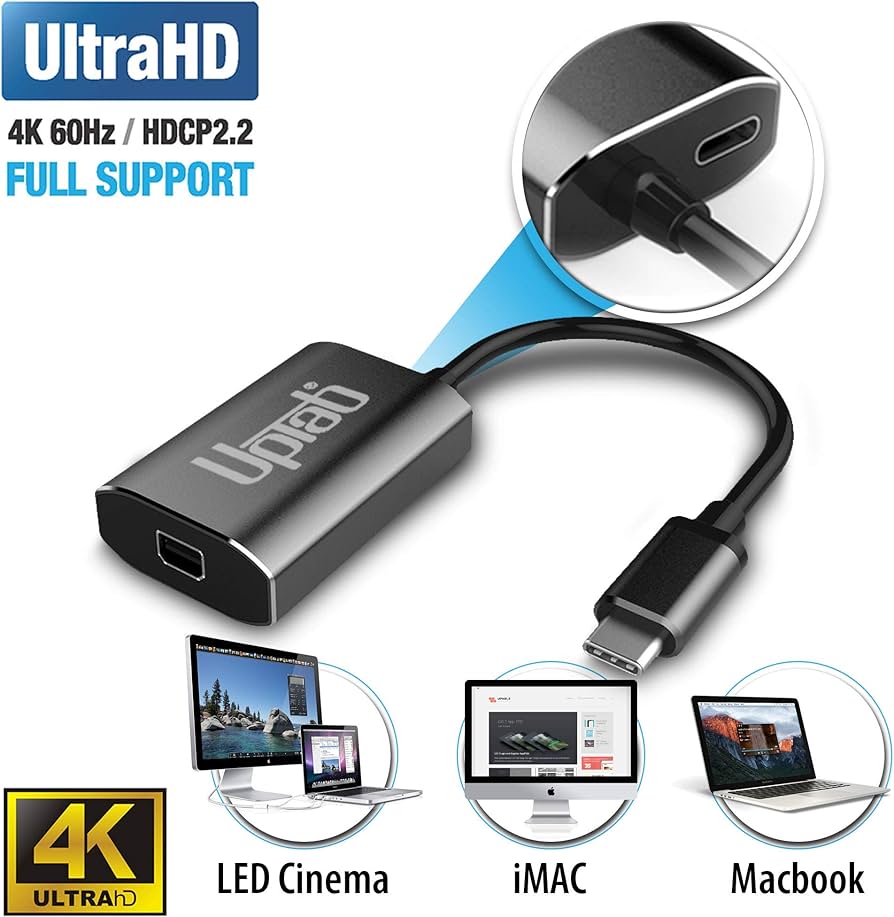 Amazon.com: uptab USB C to Mini DisplayPort Adapter 4K@60Hz