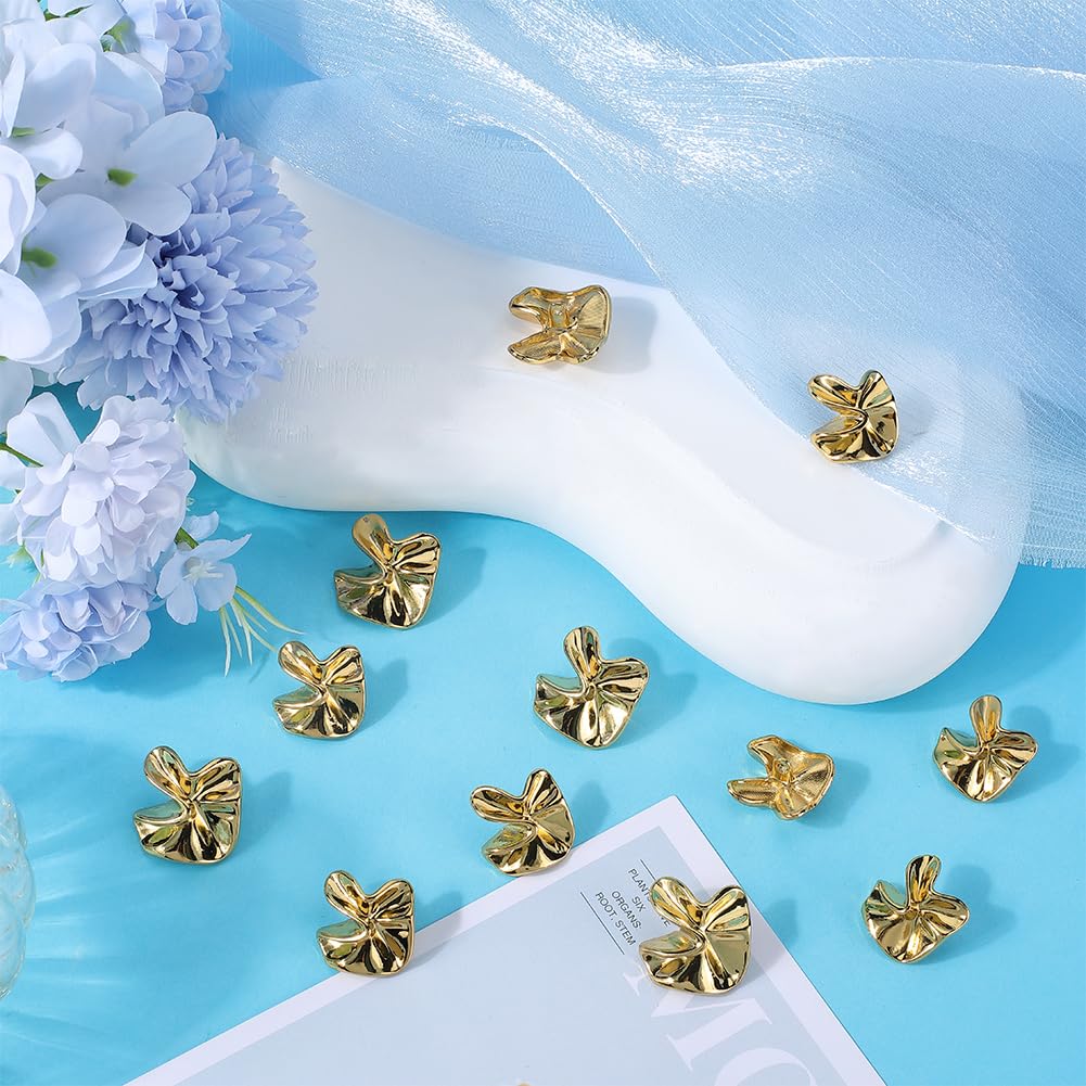 GORGECRAFT 20Pcs Unique Shape Sewing Buttons 28mm & 25mm Gold Buttons Bulk Flower Shape Buttons Electroplating Gold Metal Button for Uniforms Dresses Suits Blazer Coat Jacket Weater Blouse - Image 4