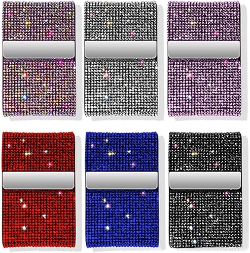 Miniatura 7 de Estuche para tarjetas de cristal, tarjetero minimalista para tarjetas de crédito, cierre magnético, caja de almacenamiento con diamantes de