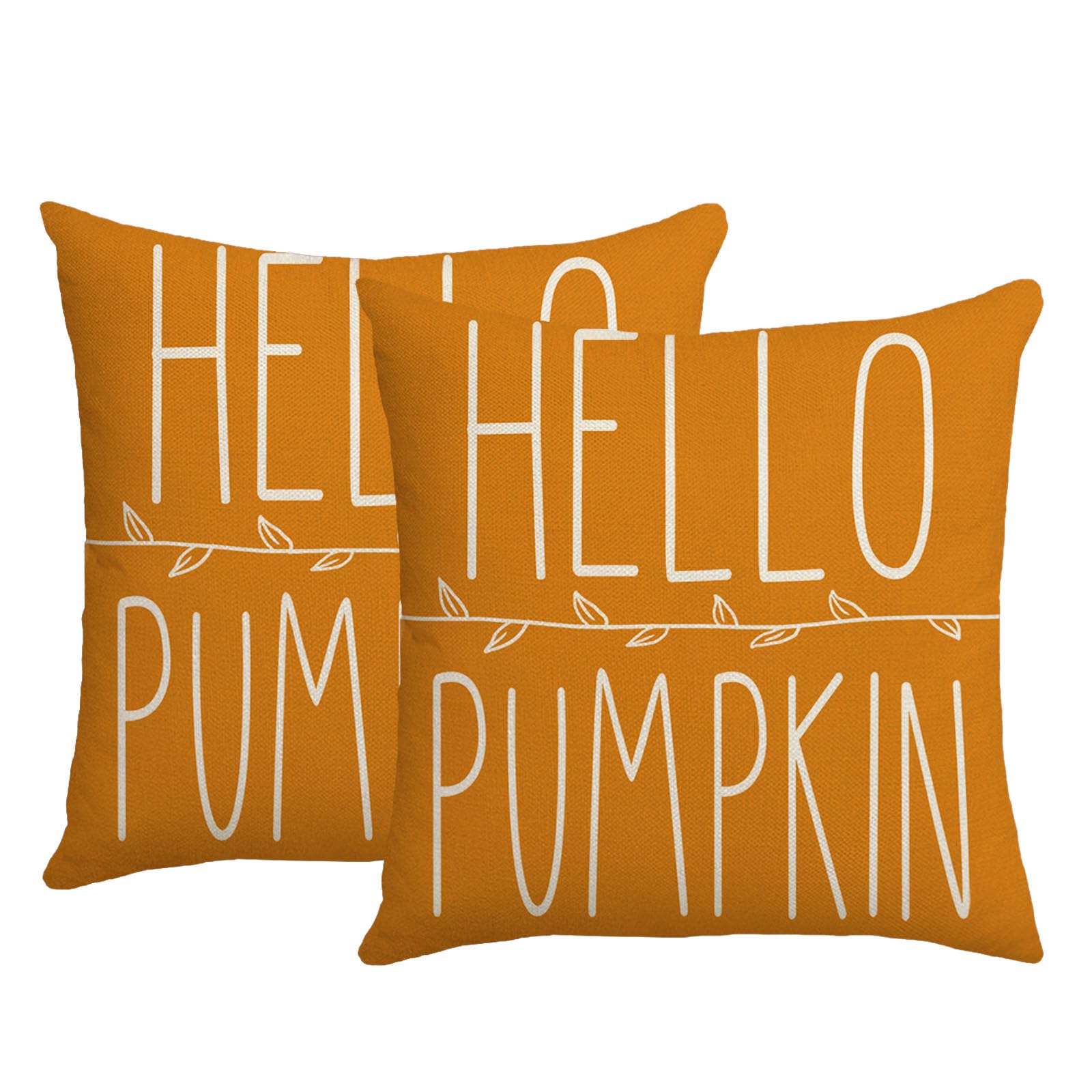 KLUSIET Fall Pillow Covers 18x18 Inch Set of 2, Pumpkin Maple Leaves Decorations Throw Pillow Covers, Throw Cushion Cover for Autumn Thanksgiving Farmhouse Sofa Decor(2pcs,A)