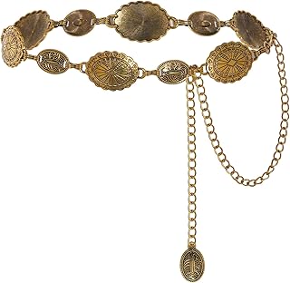 Jmkcoz Western Concho Chain Belt for Women Cowgirls Oval Metal Waist Chain Belt Country Jeans Dress Belts Price In India