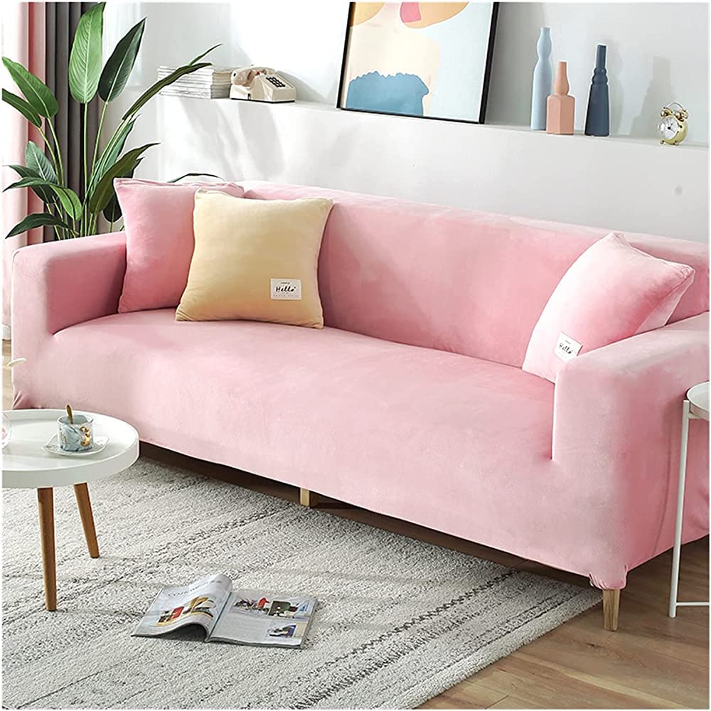 MGEMJMJ Couch Cover,Living Room Velvet Sofa Cover Thickened Modular Sofa Cover Elastic Cover Sofa Cover(Size:2 seats (145-185cm),Color:F)
