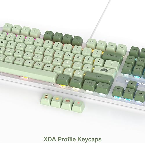 Miniatura 4 de Fogruaden Teclado mecánico, matcha verde, teclado USB con cable de 104 teclas RGB retroiluminado para juegos con teclado numérico, interruptores