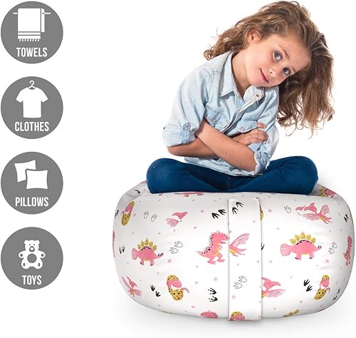 Miniatura 261 de Lunarable Silla de almacenamiento para adolescentes, coloridos patines de estilo retro, para actividades juveniles, para niñas y niños, divertido