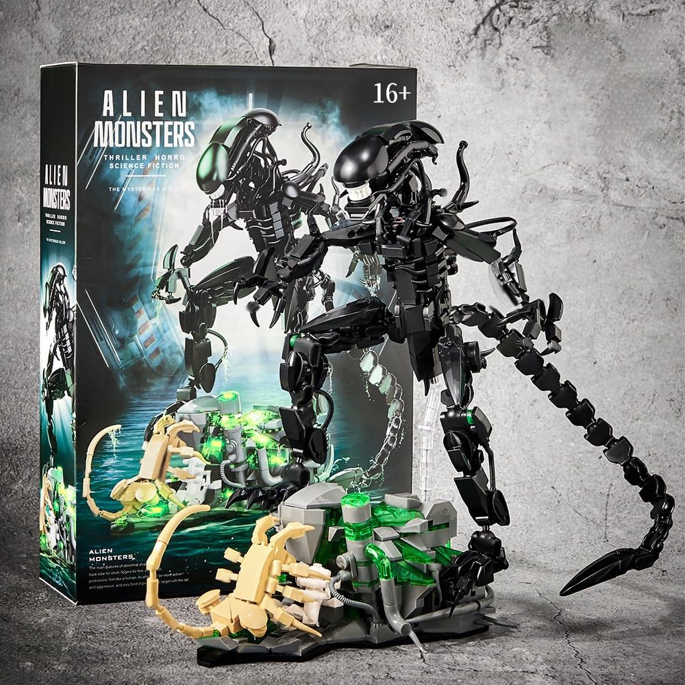 Juego de bloques de construcción Xenomorph, 958 + bloques de sujeción, monstruos extraterrestres, juego de construcción Xenomorph Alien Monsters, juguete de construcción compatible con