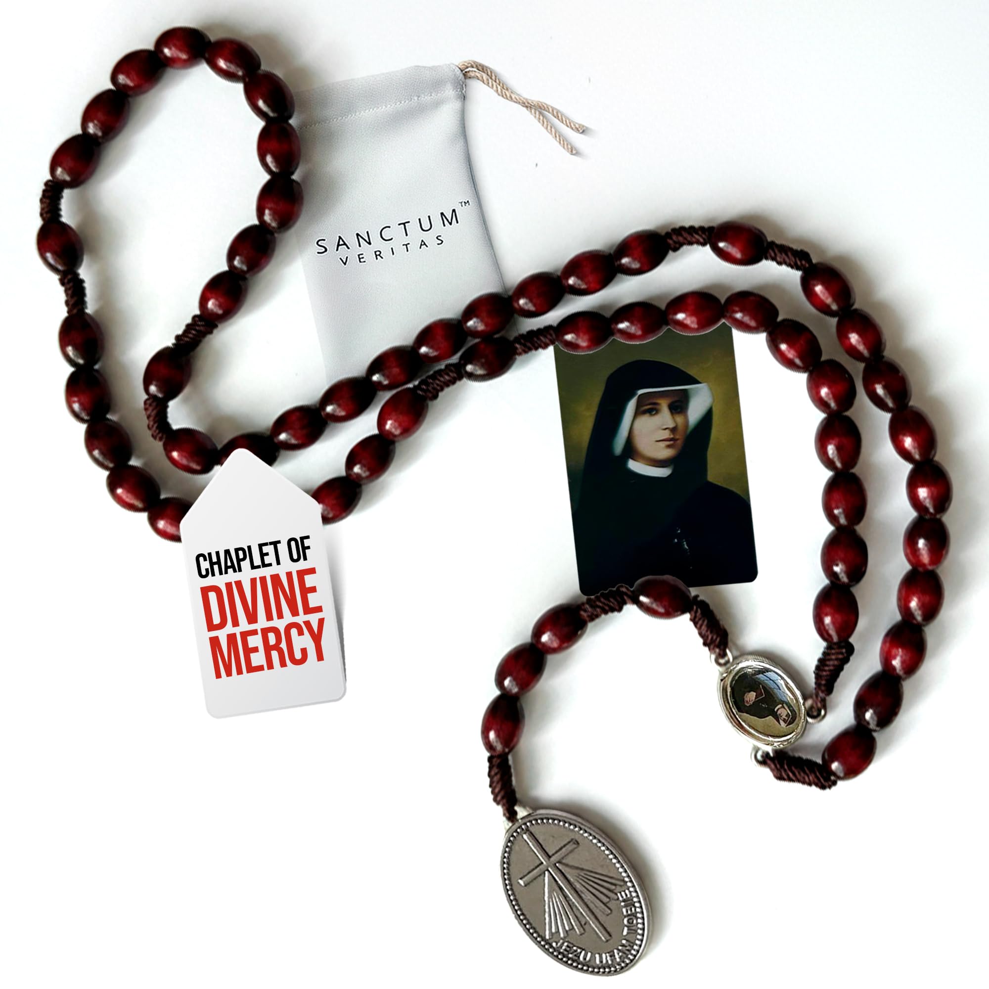 SANCTUM VERITAS Saint Faustina Kowalska True Relic Chaplet Apostle Divine of Mercy Miraculous Medal Jesus I Trust in You Chaplet Three O' Clock Prayer Poland Polish Novena