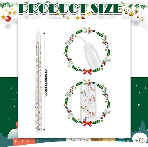 Miniatura 2 de Vela de Adviento de Navidad con cuenta regresiva, calendario de Adviento de pájaros de invierno, 12 pulgadas (pájaro)