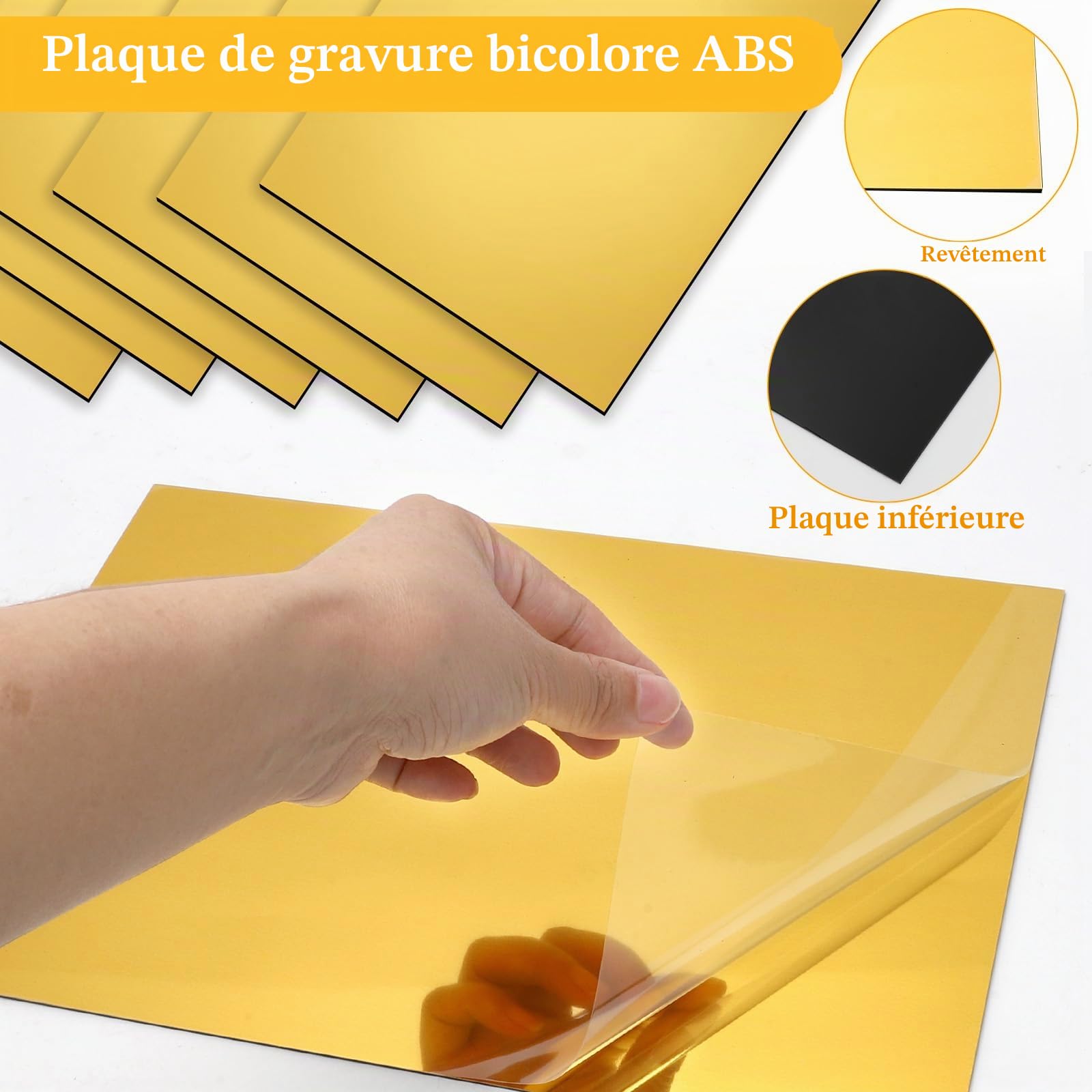 Plaque Acrylique pour Gravure Laser, 6 Pièces 30x20 cm 1,3 mm Feuille Acrylique Couleur Feuilles de Plastique ABS Panneau Plastique Opaque pour Découpe Laser, Plaques en Plastique à Graver Bicouche