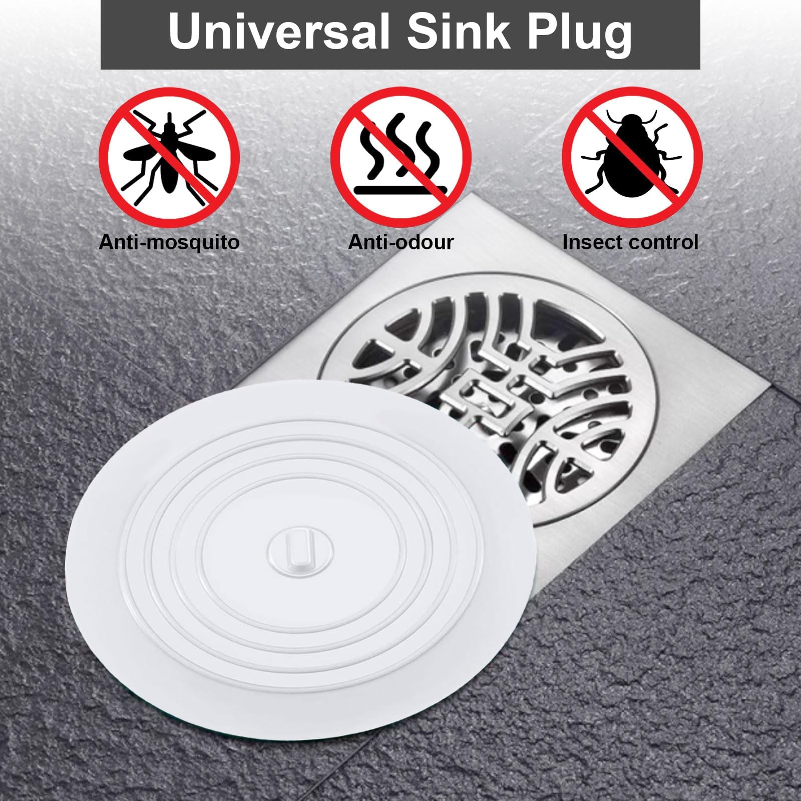 Tapón de bañera de silicona, 3 piezas Tapón de drenaje Tapón de bañera universal, Tapón de fregadero de cocina, lavabo de baño, tapón de bañera para ducha, bañera, lavabo, fregadero
