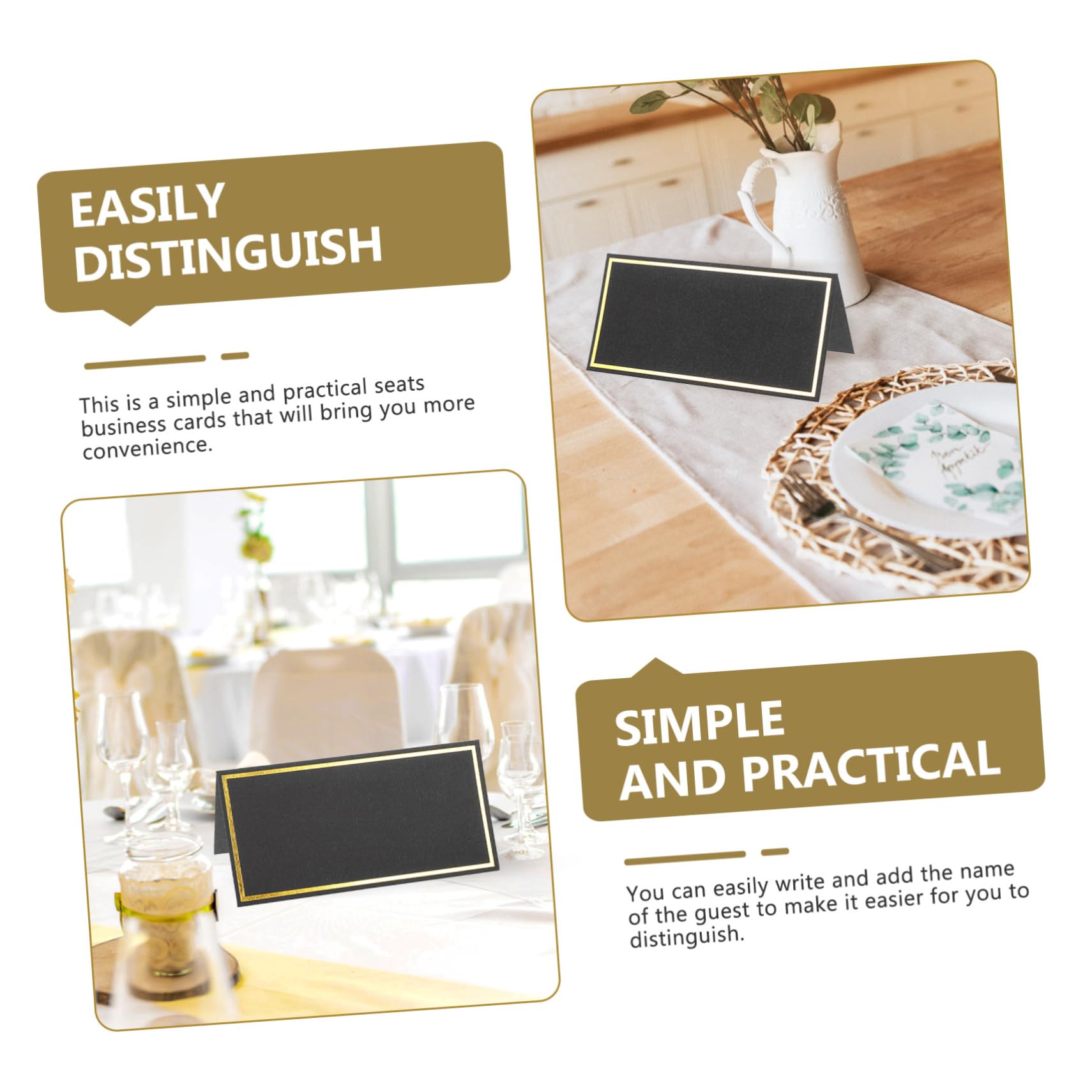 Tofficu 150stücke Hochwertige Tischkarten Für Hochzeit Veranstaltungen Blanko Platzkarten Mit Goldprägung Für Sitzordnung Tischdekoration Praktisch Elegant Pack