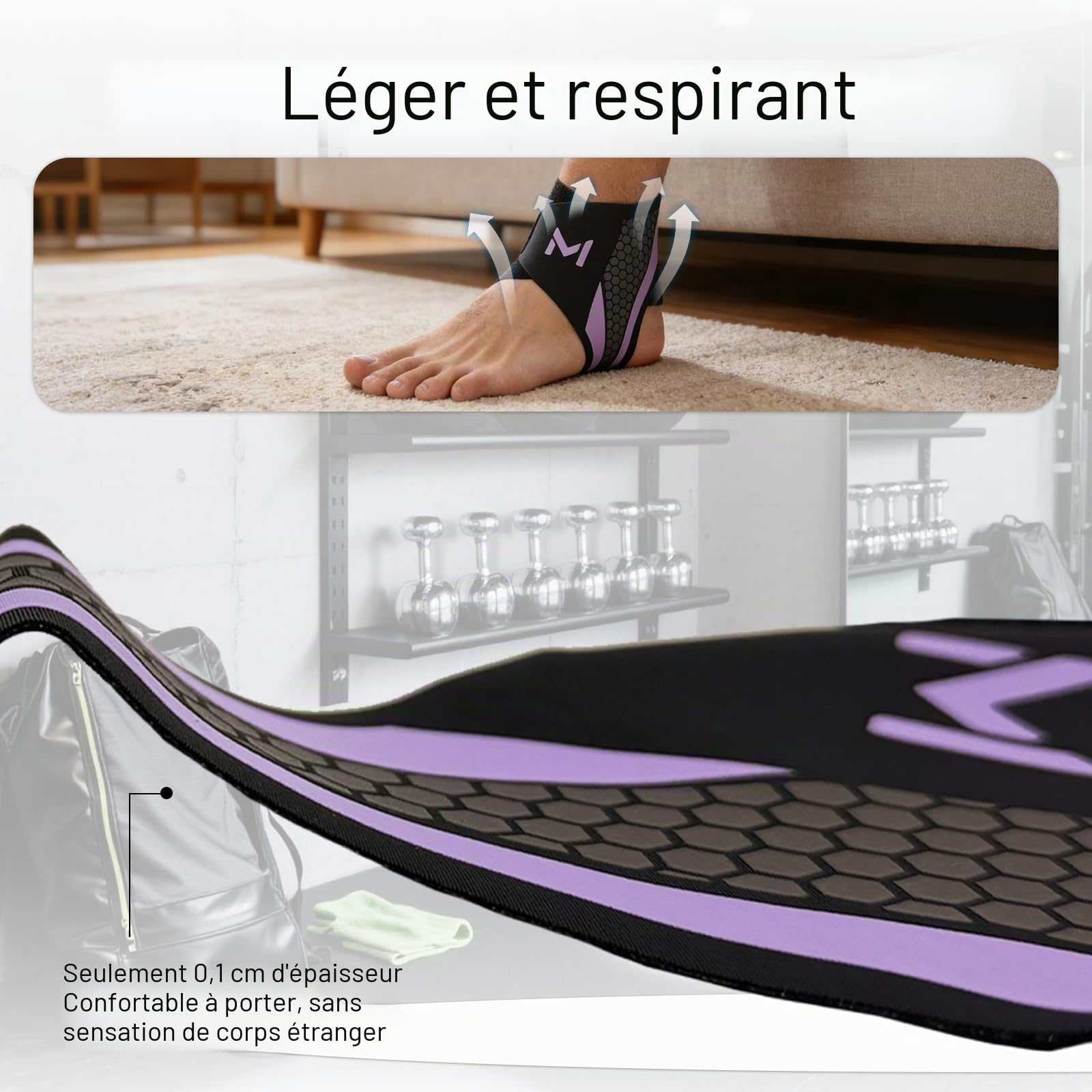 Lot de 2 chevillères de sport - Support élastique en nylon respirant avec double bande réglable en U - Unisexe pour course, football, fitness, récupération articulaire (taille unique noir +